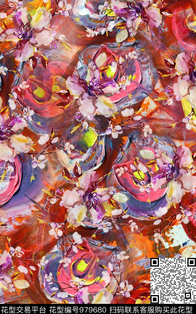 中国风民族风抽象数码印花华亿平台下载（图片编号: 979680） - 瓦栏（Walan）