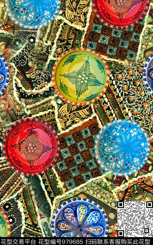 中国风民族风抽象数码印花华亿平台下载（图片编号: 979685） - 瓦栏（Walan）