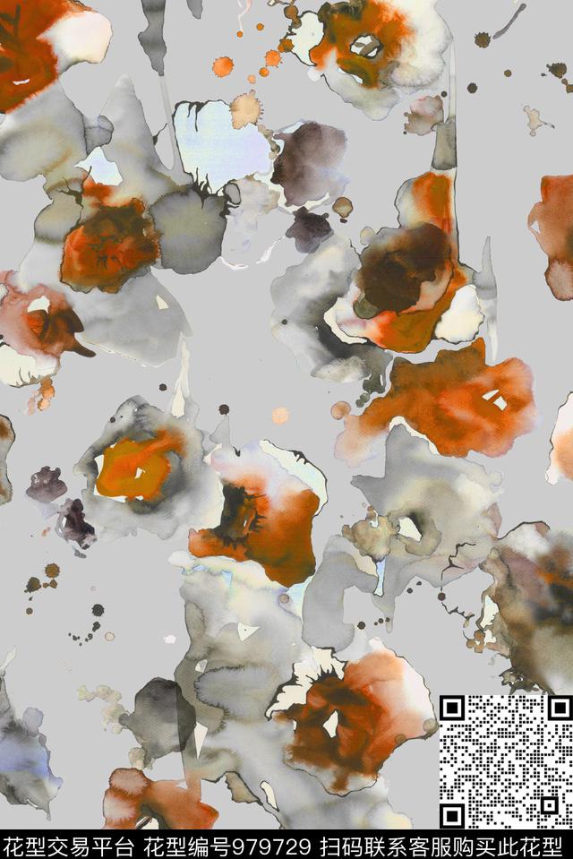 水彩花卉手绘花卉抽象花卉数码印花华亿平台下载（图片编号: 979729） - 瓦栏（Walan）