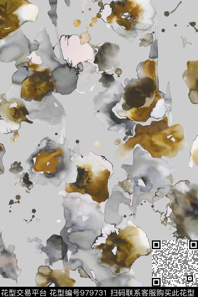 水彩花卉手绘花卉抽象花卉数码印花华亿平台下载（图片编号: 979731） - 瓦栏（Walan）