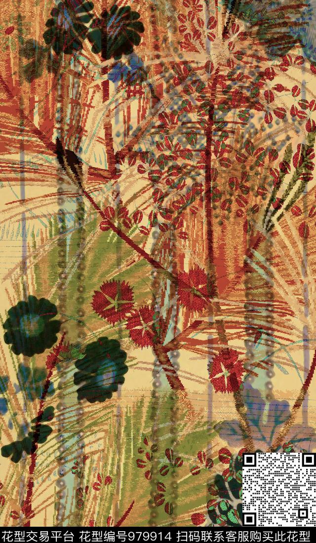 数码华亿平台古典花纹抽象数码印花华亿平台下载（图片编号: 979914） - 瓦栏（Walan）