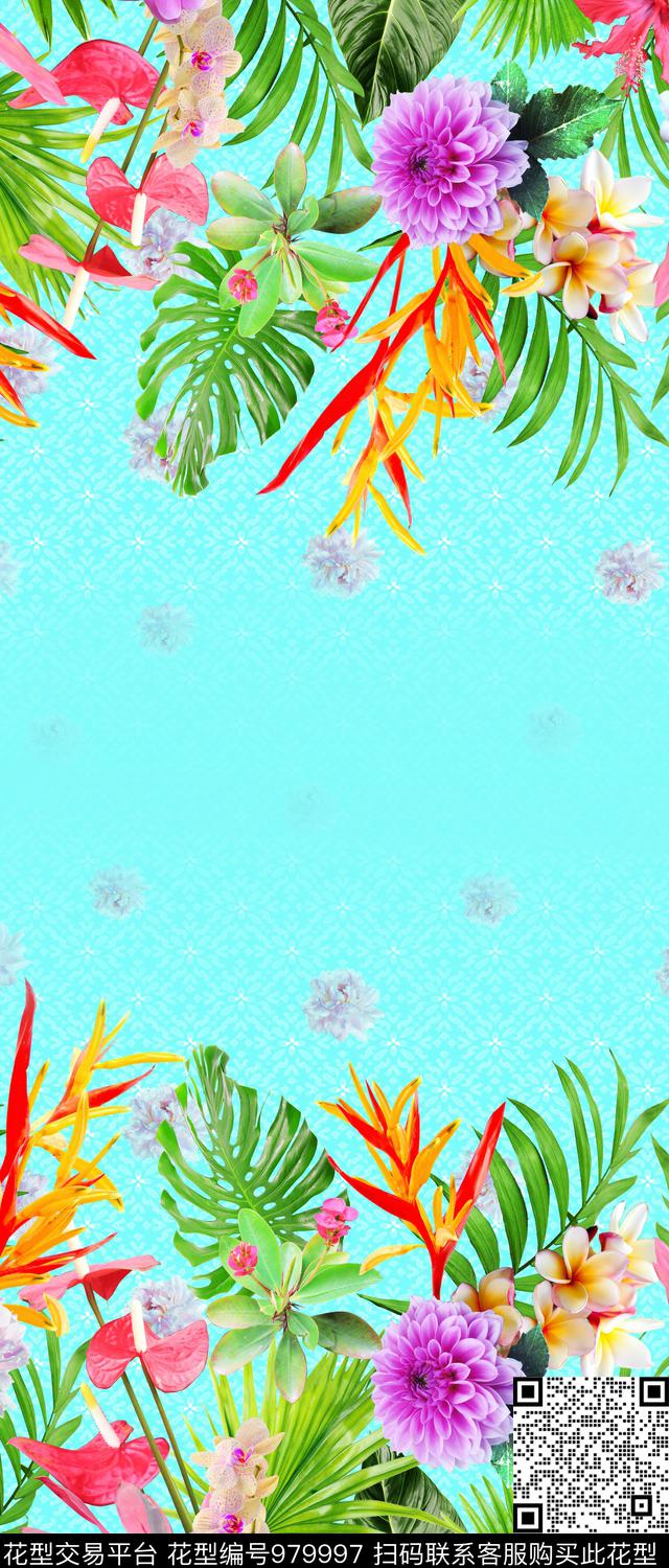 时尚线条花卉简约大牌大牌风传统印花华亿平台下载（图片编号: 979997） - 瓦栏（Walan）