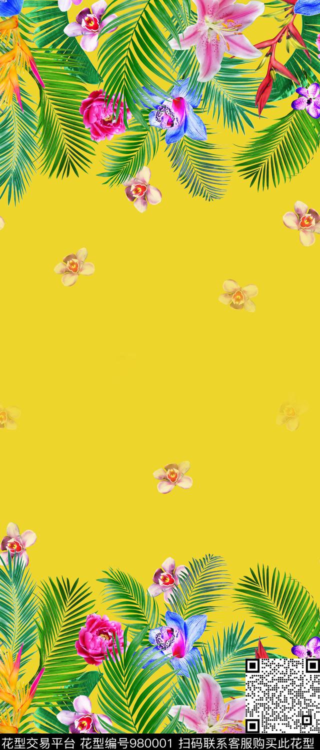 大牌风女装双边定位花热带华亿平台数码印花华亿平台下载（图片编号: 980001） - 瓦栏（Walan）