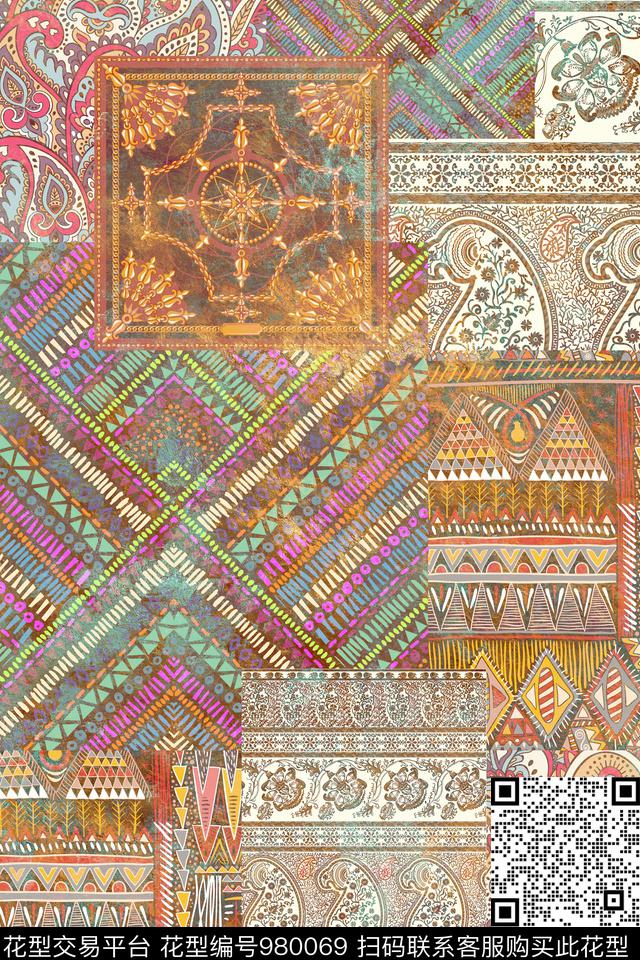 民族风肌理数码印花华亿平台下载（图片编号: 980069） - 瓦栏（Walan）
