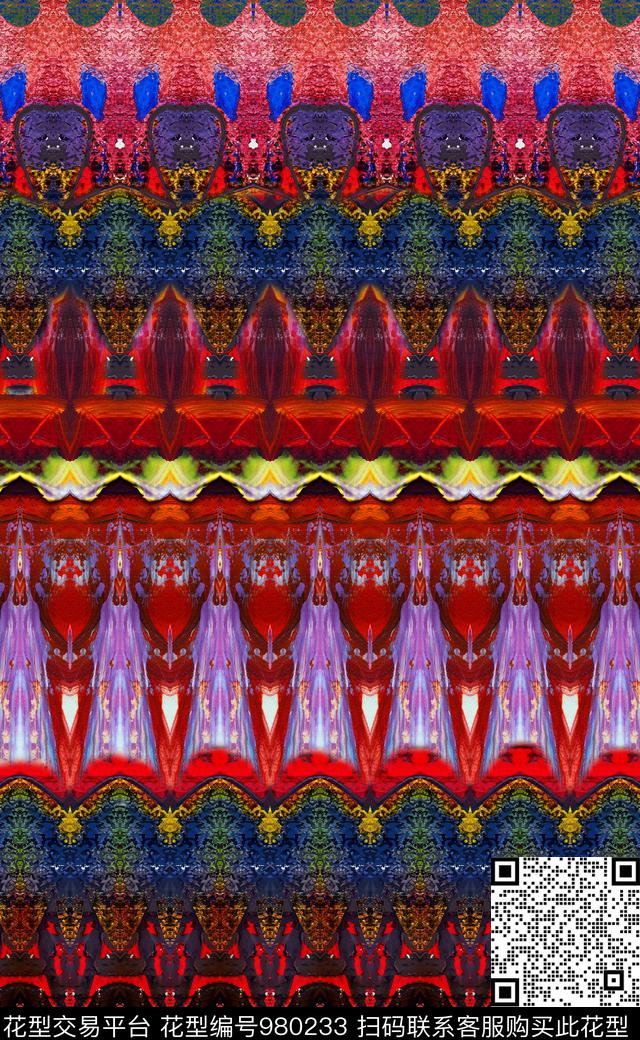 中国风民族风抽象数码印花华亿平台下载（图片编号: 980233） - 瓦栏（Walan）