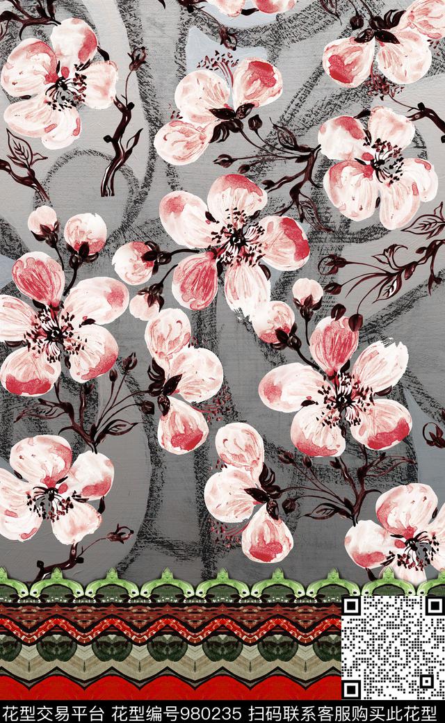 中国风民族风抽象数码印花华亿平台下载（图片编号: 980235） - 瓦栏（Walan）