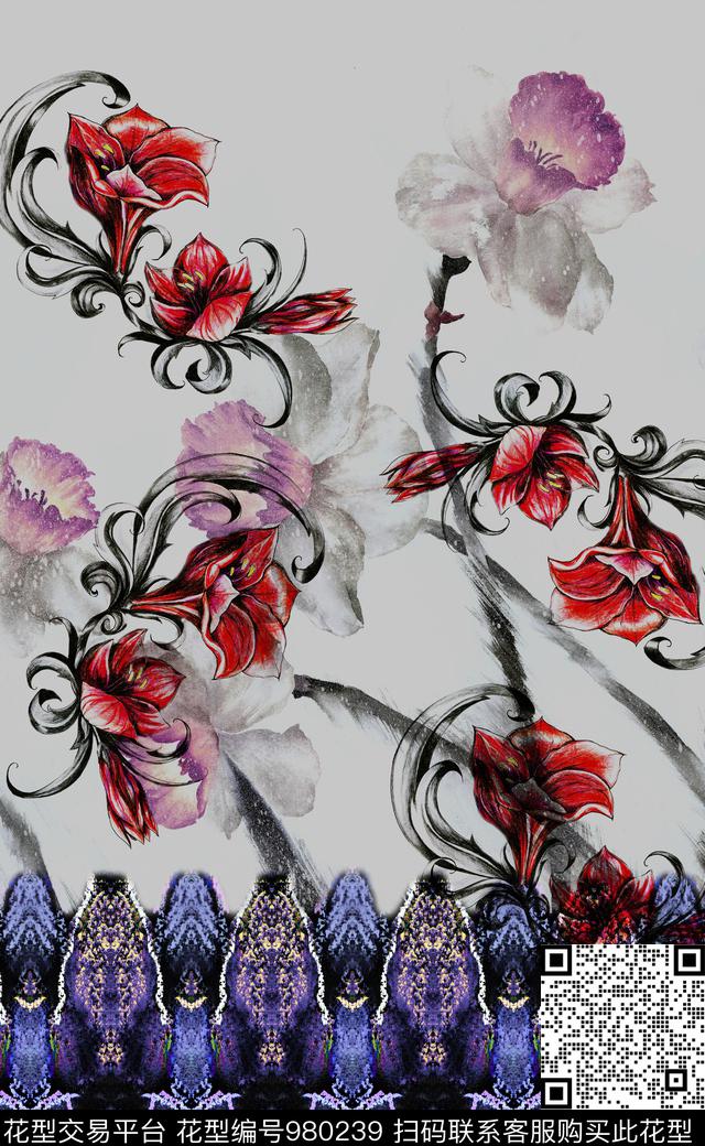 中国风民族风抽象数码印花华亿平台下载（图片编号: 980239） - 瓦栏（Walan）