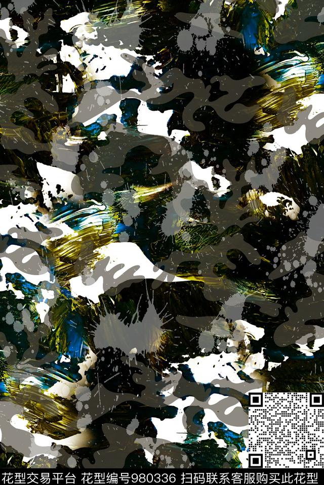 潮牌肌理迷彩纹理数码印花华亿平台下载（图片编号: 980336） - 瓦栏（Walan）