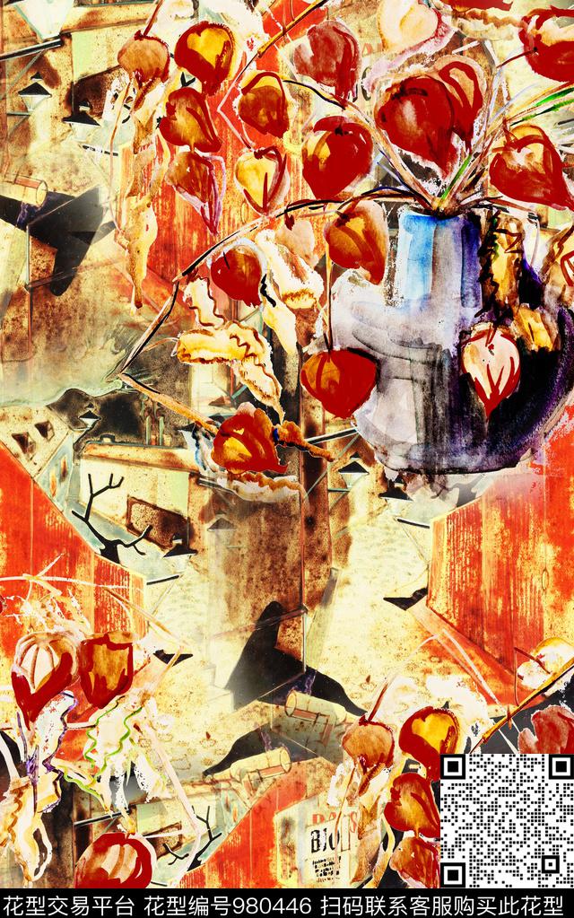 民族风肌理抽象数码印花华亿平台下载（图片编号: 980446） - 瓦栏（Walan）