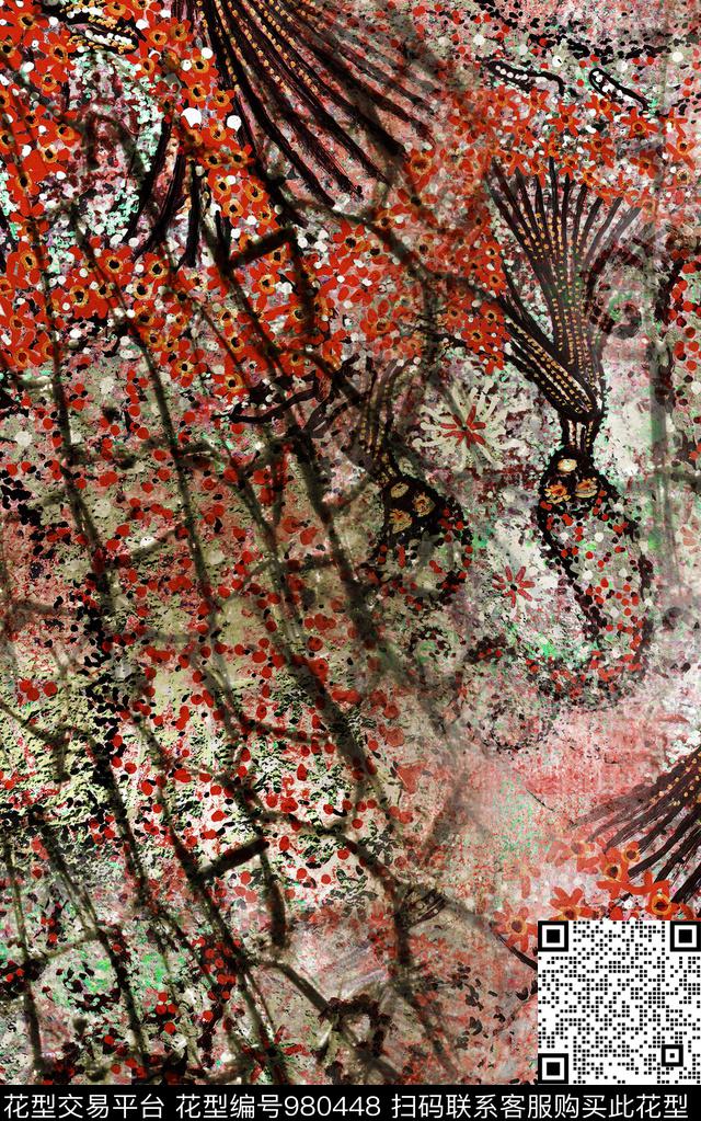 民族风肌理抽象数码印花华亿平台下载（图片编号: 980448） - 瓦栏（Walan）