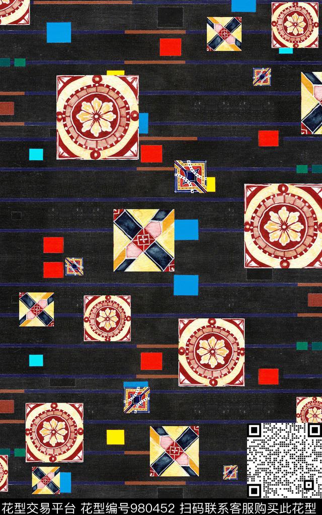 民族风肌理抽象数码印花华亿平台下载（图片编号: 980452） - 瓦栏（Walan）