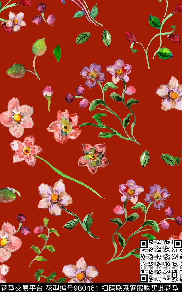 数码华亿平台小碎花花卉数码印花华亿平台下载（图片编号: 980461） - 瓦栏（Walan）