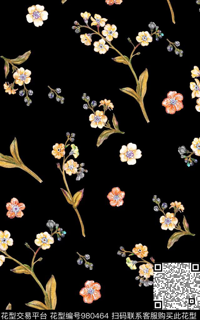 数码华亿平台小碎花花卉数码印花华亿平台下载（图片编号: 980464） - 瓦栏（Walan）