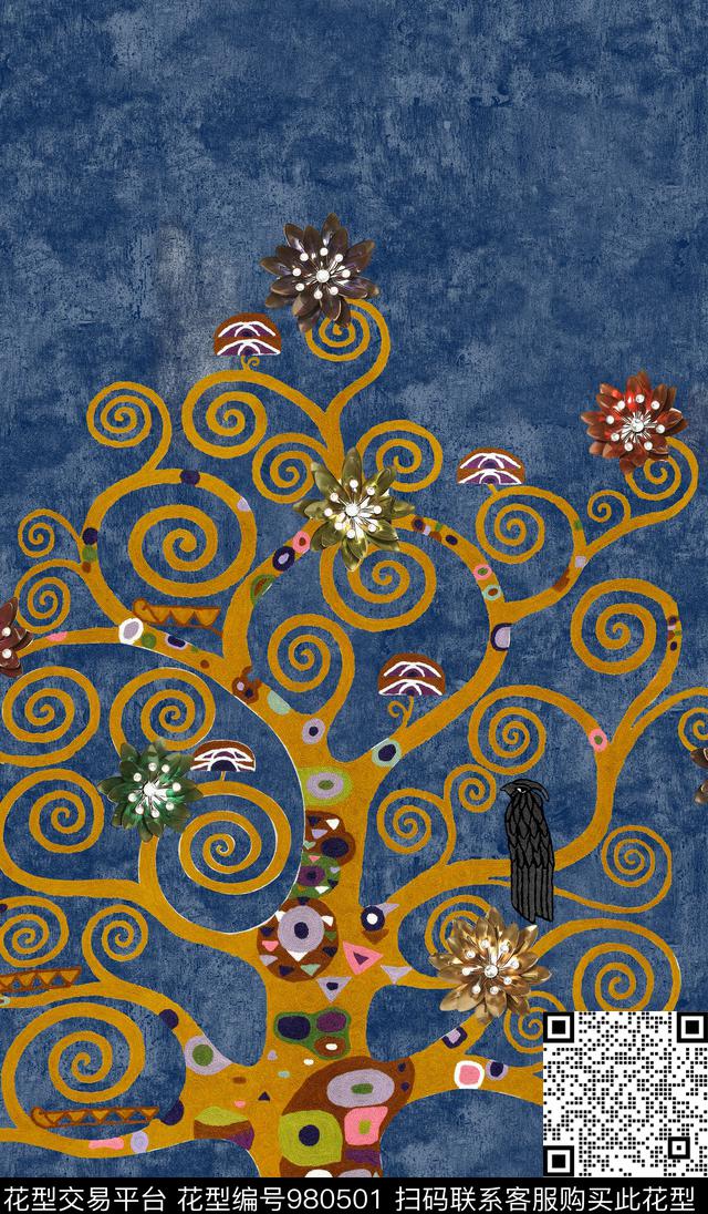 休闲花卉手绘花卉数码印花华亿平台下载（图片编号: 980501） - 瓦栏（Walan）