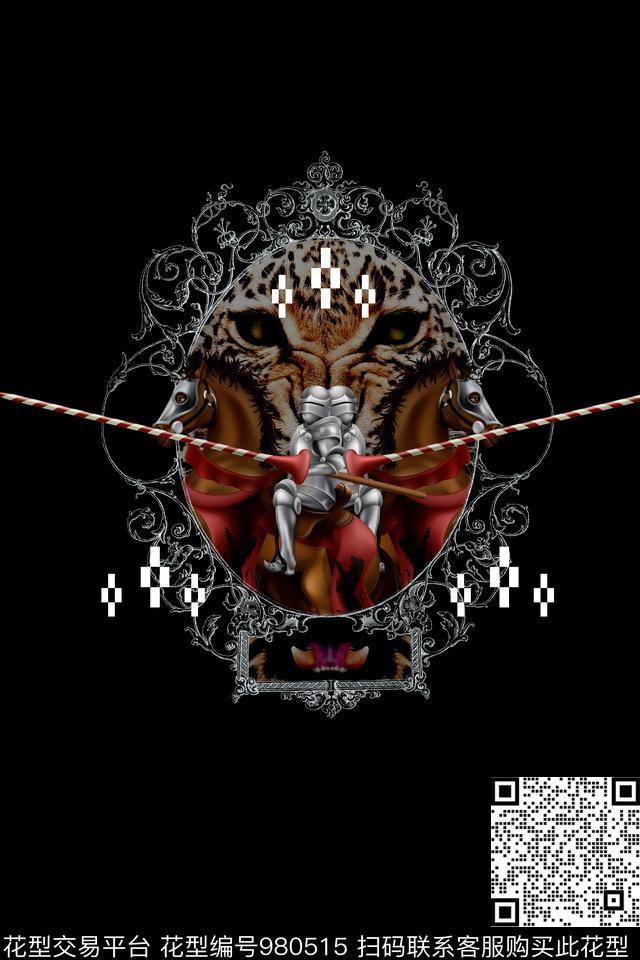 卡通男装定位花数码印花华亿平台下载（图片编号: 980515） - 瓦栏（Walan）