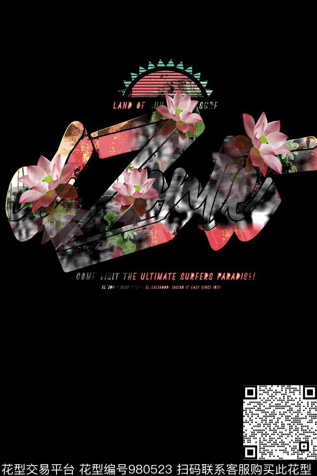 趣味男装花卉数码印花华亿平台下载（图片编号: 980523） - 瓦栏（Walan）