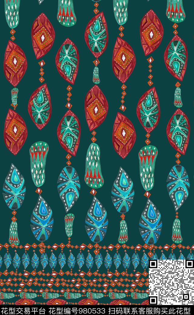 数码华亿平台民族风定位花数码印花华亿平台下载（图片编号: 980533） - 瓦栏（Walan）