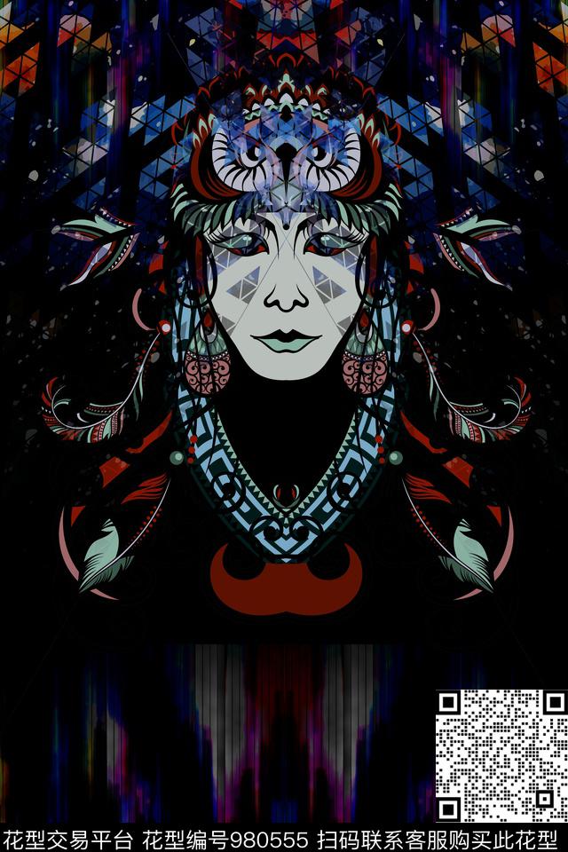 卡通男装定位花数码印花华亿平台下载（图片编号: 980555） - 瓦栏（Walan）