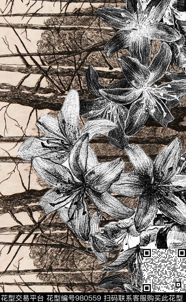 数码华亿平台花卉定位花数码印花华亿平台下载（图片编号: 980559） - 瓦栏（Walan）