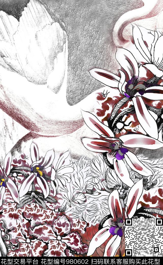 数码华亿平台花卉定位花数码印花华亿平台下载（图片编号: 980602） - 瓦栏（Walan）