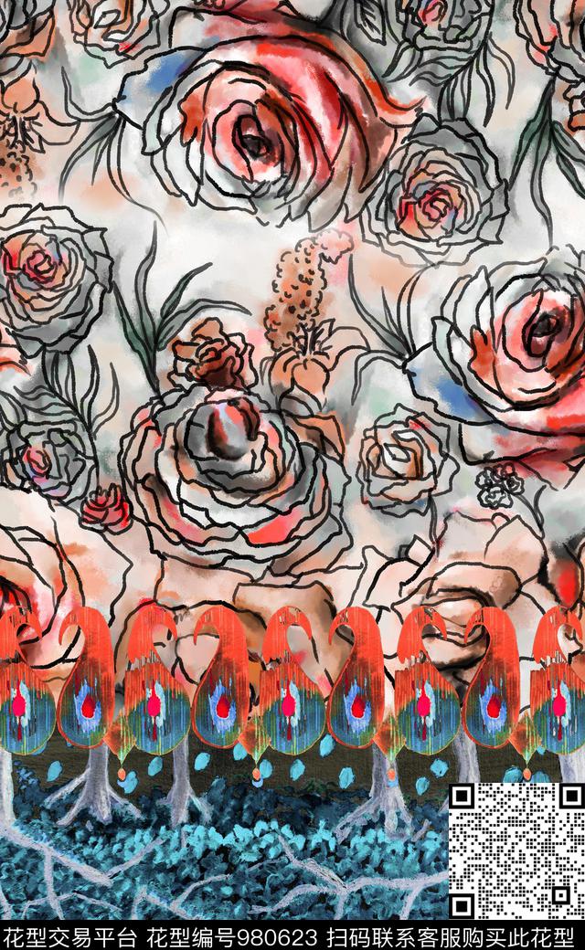 数码华亿平台花卉定位花数码印花华亿平台下载（图片编号: 980623） - 瓦栏（Walan）