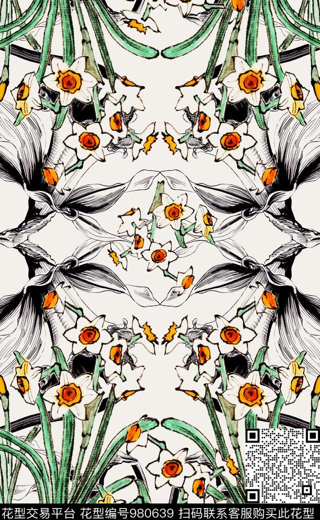 数码华亿平台花卉定位花数码印花华亿平台下载（图片编号: 980639） - 瓦栏（Walan）