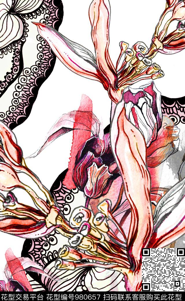 数码华亿平台花卉定位花数码印花华亿平台下载（图片编号: 980657） - 瓦栏（Walan）