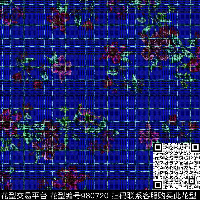 彩底花卉花卉几何传统印花华亿平台下载（图片编号: 980720） - 瓦栏（Walan）