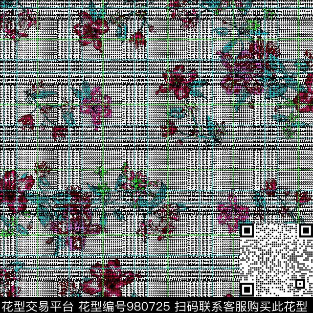 彩底花卉花卉几何传统印花华亿平台下载（图片编号: 980725） - 瓦栏（Walan）