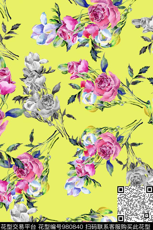 水彩花卉手绘花卉花卉传统印花华亿平台下载（图片编号: 980840） - 瓦栏（Walan）