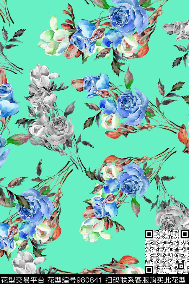 水彩花卉手绘花卉花卉传统印花华亿平台下载（图片编号: 980841） - 瓦栏（Walan）