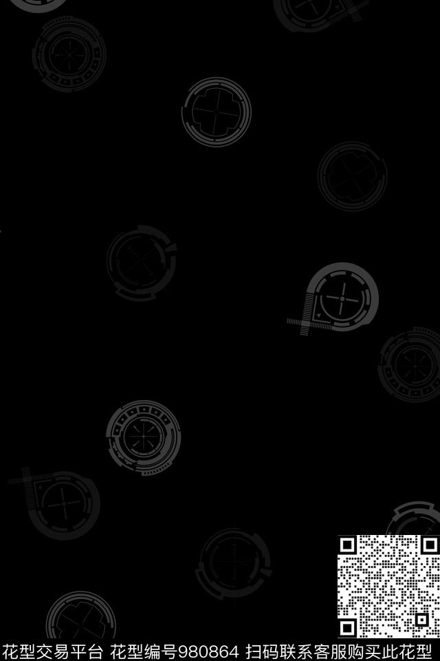 科技男装几何数码印花华亿平台下载（图片编号: 980864） - 瓦栏（Walan）