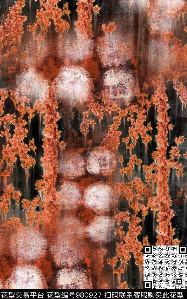 肌理抽象笔触数码印花华亿平台下载（图片编号: 980927） - 瓦栏（Walan）