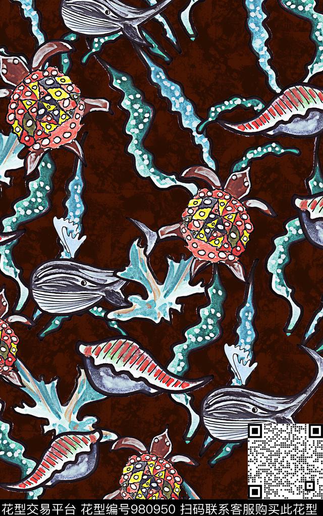 数码华亿平台趣味海洋数码印花华亿平台下载（图片编号: 980950） - 瓦栏（Walan）