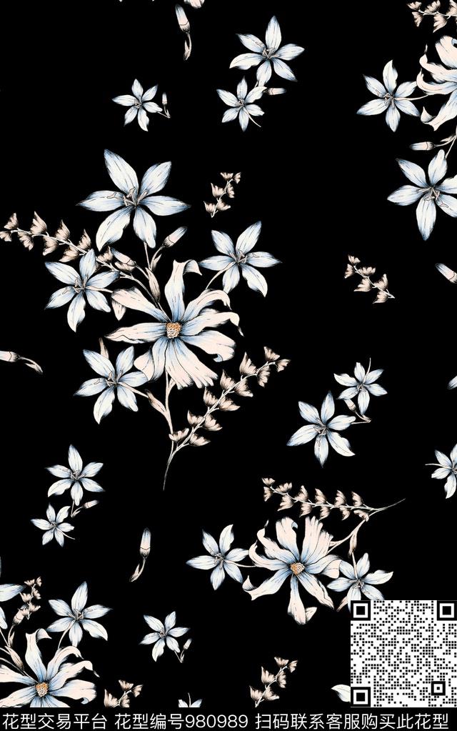 小碎花花卉数码印花华亿平台下载（图片编号: 980989） - 瓦栏（Walan）