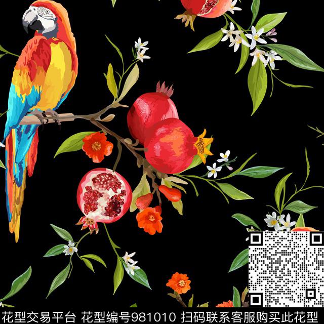 数码华亿平台鸟植物数码印花华亿平台下载（图片编号: 981010） - 瓦栏（Walan）