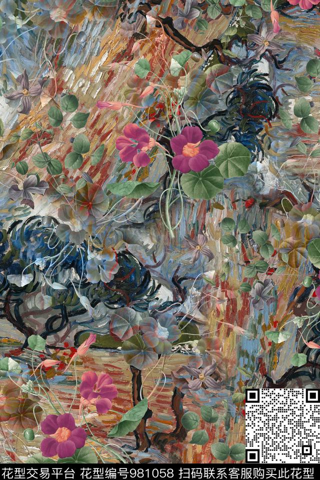 数码华亿平台肌理花卉数码印花华亿平台下载（图片编号: 981058） - 瓦栏（Walan）