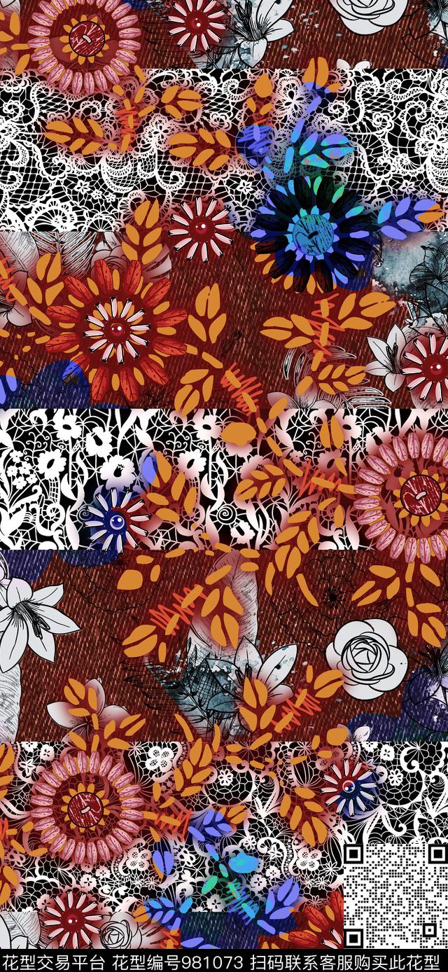 数码华亿平台古典花纹抽象数码印花华亿平台下载（图片编号: 981073） - 瓦栏（Walan）