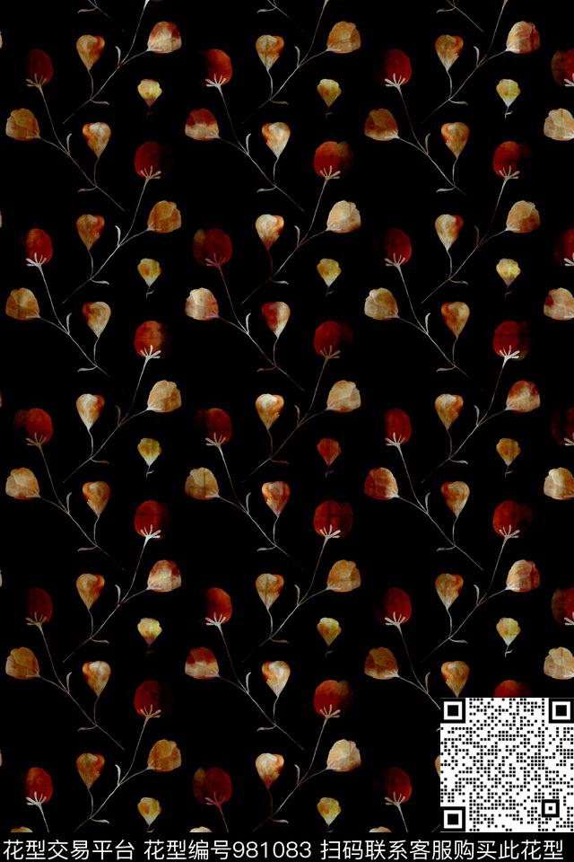 趣味小碎花植物数码印花华亿平台下载（图片编号: 981083） - 瓦栏（Walan）