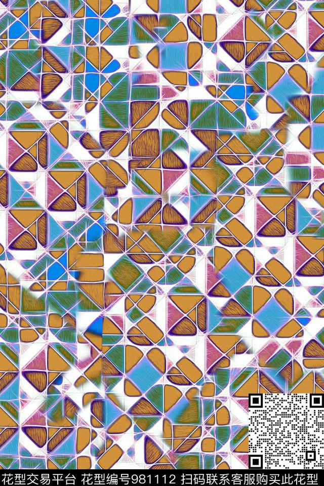 数码华亿平台线条几何数码印花华亿平台下载（图片编号: 981112） - 瓦栏（Walan）