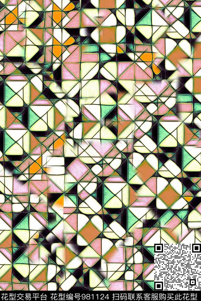 数码华亿平台线条几何数码印花华亿平台下载（图片编号: 981124） - 瓦栏（Walan）