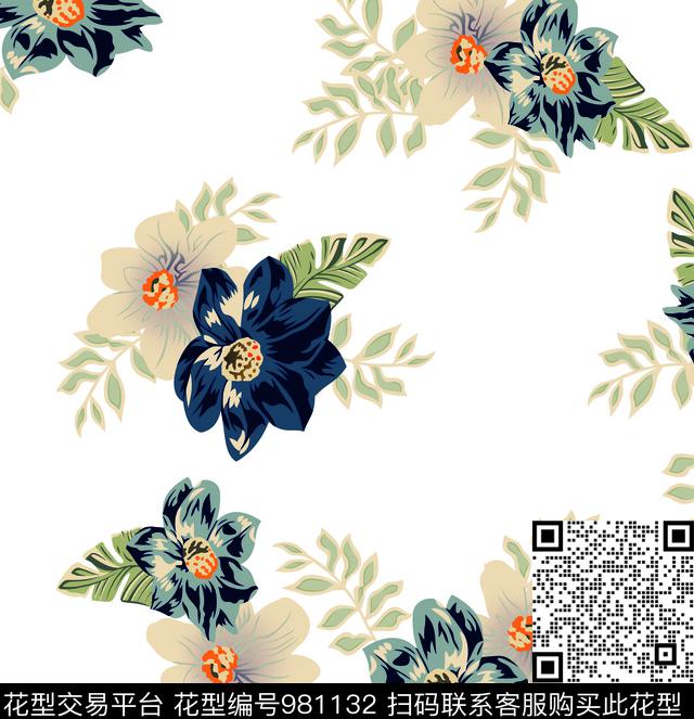 大花数码华亿平台抽象花卉数码印花华亿平台下载（图片编号: 981132） - 瓦栏（Walan）