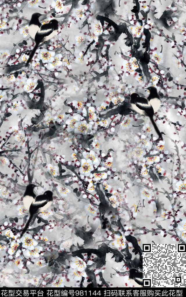 民族风抽象花卉数码印花华亿平台下载（图片编号: 981144） - 瓦栏（Walan）