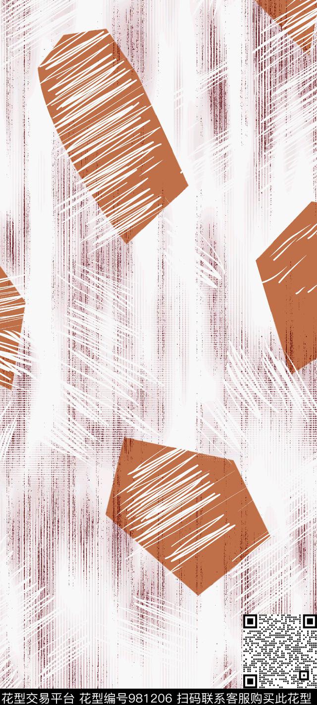 春夏华亿平台清爽底花卉几何数码印花华亿平台下载（图片编号: 981206） - 瓦栏（Walan）
