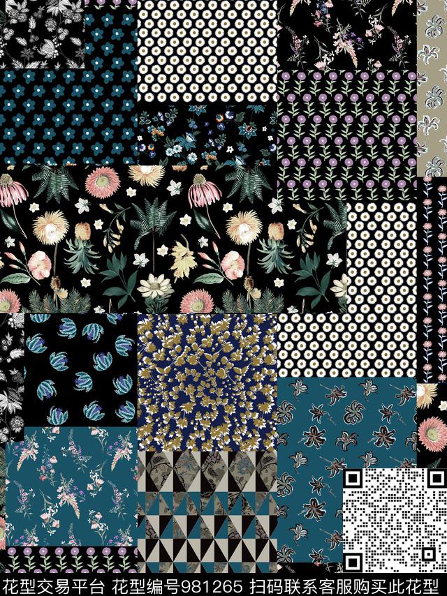 民族风小碎花混合拼接数码印花华亿平台下载（图片编号: 981265） - 瓦栏（Walan）