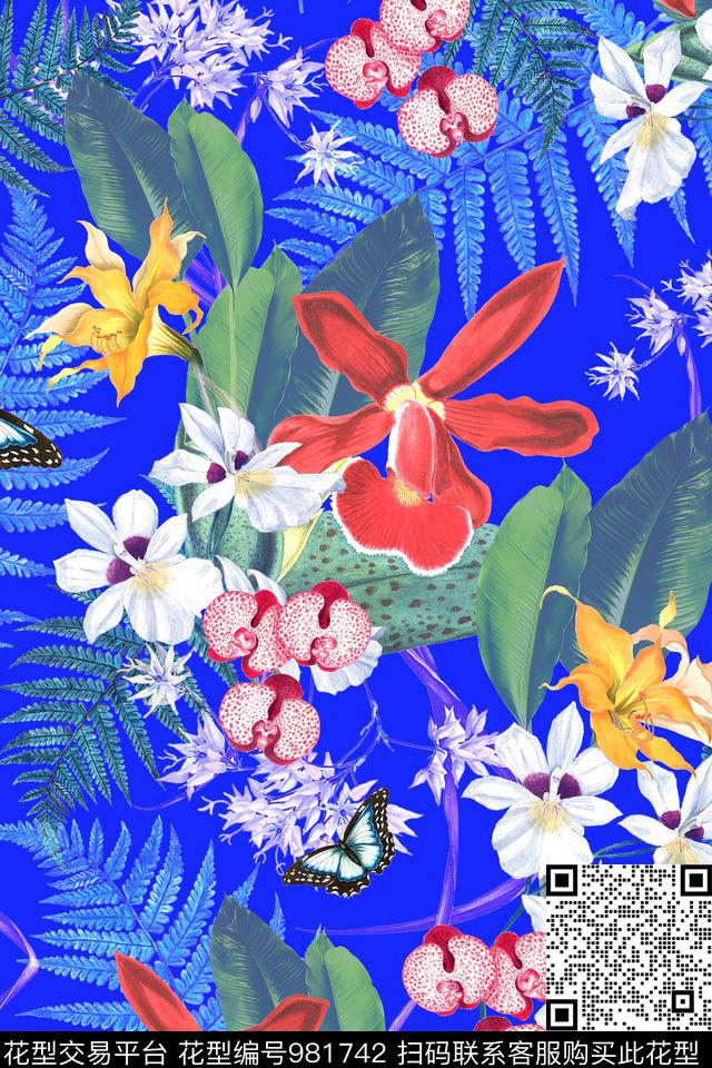 女装兰花泳装数码印花华亿平台下载（图片编号: 981742） - 瓦栏（Walan）