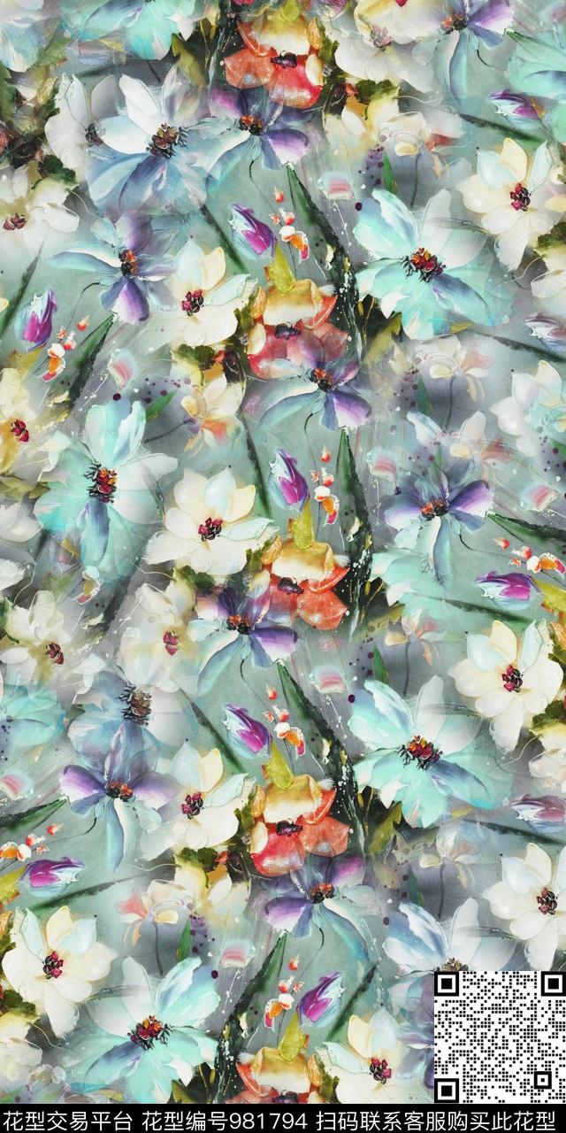数码华亿平台花卉油画华亿平台数码印花华亿平台下载（图片编号: 981794） - 瓦栏（Walan）