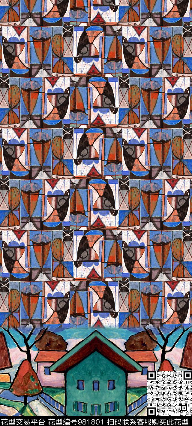 数码华亿平台抽象定位花数码印花华亿平台下载（图片编号: 981801） - 瓦栏（Walan）