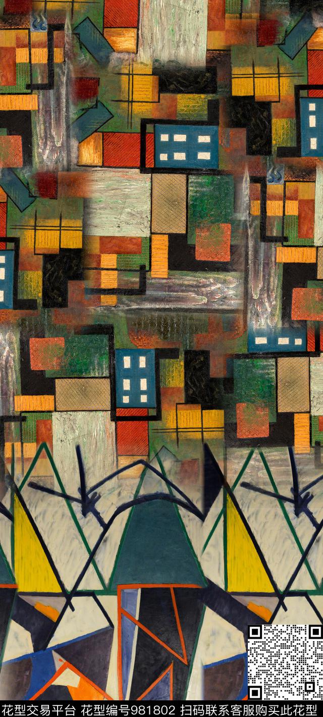 数码华亿平台抽象定位花数码印花华亿平台下载（图片编号: 981802） - 瓦栏（Walan）