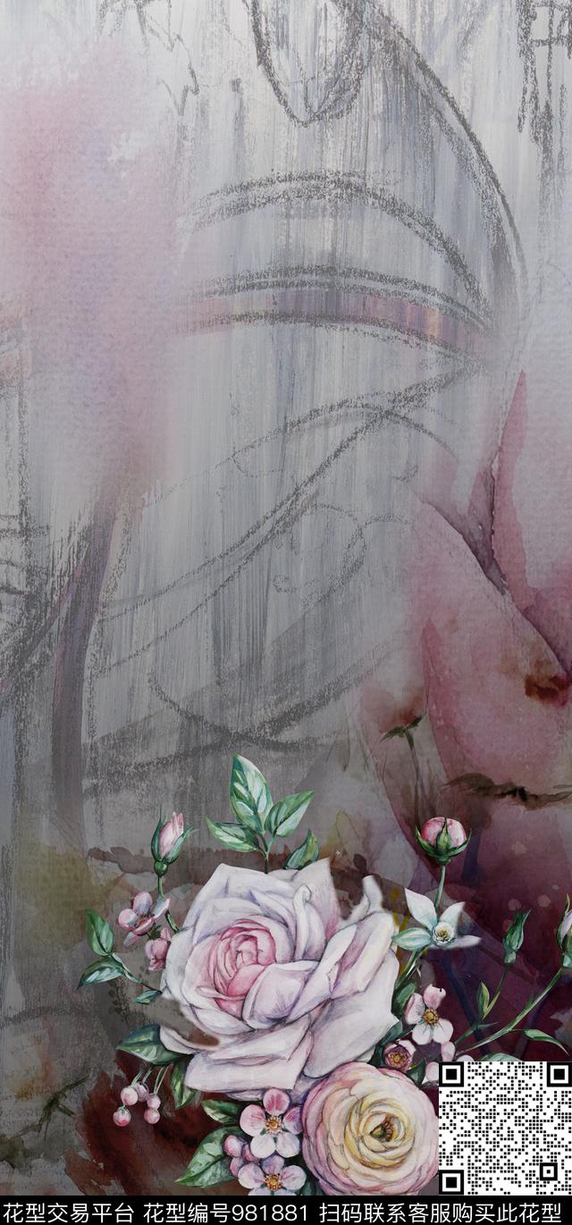 数码华亿平台抽象花卉数码印花华亿平台下载（图片编号: 981881） - 瓦栏（Walan）